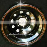 Steel Black Modular Trailer Wheel Rim With Red and Blue Line thumbnail-1