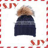 Women Real Raccoon Fur Ball Knitted Beanie Hat thumbnail-2