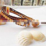 Elegant Velvet Double Wrap Leather Bracelet thumbnail-5