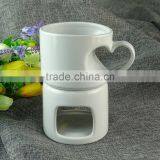 Wholesale White Ceramic Candle Holder, Cheap Glazed Ceramic Mug With Holder in Stock thumbnail-1