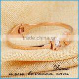 Fashion Bracelets Titanium Steel Rose Gold Tone Diamond Charm Bracelet For Women thumbnail-3