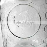 8L Big Square Checkered Glass Wine Dispenser Jar With Spigot and Lid thumbnail-2