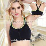 Women's Hight Support Workout Active Plunge Front Fastening Zipper Sports Bra thumbnail-1
