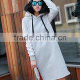 Women Fashion Long Sleeve Midi Length Black Casual Autumn Hoodie Dress thumbnail-5
