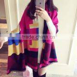 Autumn and Spring Ladies Scarf Colorful Grid Imitated Cashmere Material Long Style Girl Cappa for Outdoor Activities thumbnail-1