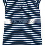 Girls Navy/white Striped Ruffle Sleeved t Shirt