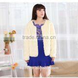 Rabbit Fur Long Coat Winter Women's European Style Warm Fur Coat Vertical Striped Faux Fur Jacket thumbnail-1