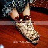 WS-40 2017 Fashion Fishnet Socks 2017 New Hot Women Sexy Lace Fishnet Net Plain Top-Ankle Short Socks With Flower thumbnail-3
