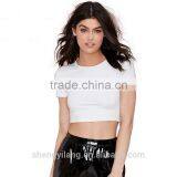 Spring,summer Sexy Simple Blank o Neck Short Sleeve Custom Crop Tops/t Shirt thumbnail-1