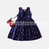 Factory Supply Full Cherry Printing Lovely Dress for Little Girls thumbnail-4