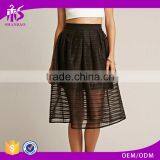 2017 Guangzhou Shandao Summer Oem Service New Design Fashion Black Net Women A-line Midi Skirt thumbnail-1