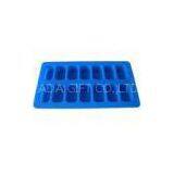 Blue Silicone Ice Tray With 14 Holes Small Rectangle , FDA / LFGB Standard