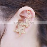 Five-Star Crystal Flower Gold Silver Ear Cuff Earring Wrap Clip On