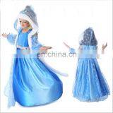 Charming elsa dress cosplay costume in frozen with beautiful cape FC2083