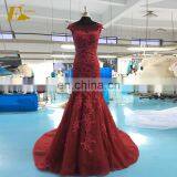 Decent Scoop Neckline Cap Sleeve Low Back Wine Red Lace 2017 New Mermaid Prom Dress thumbnail-1