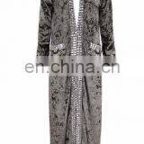 Wholesale Opening Closure Luxury Studded Trench Duster Velet Maxi Coat for Women Fall/Winter thumbnail-2