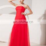 Red Evening Gowns Tulle Strapless Floor Length Lace-up Mother Of The Bride Dress With Jacket thumbnail-4
