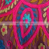 Pom Pom Vintage Suzani Cushion Cover Embroidered 16x16'' Indian Pillow Case thumbnail-2