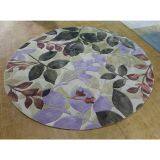 Magenta Color Round Rug for Cigar Room thumbnail-3
