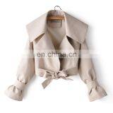 TWOTWINSTYLE Women's Jacket PU Leather Bow Long Sleeve Thick Short Females Coat 2020 thumbnail-6