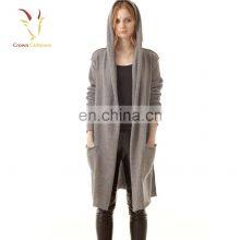 Женский длинный свитер из шерстяного касmere, модный кардиган с капюшоном thumbnail-2