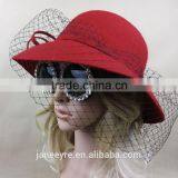 Wholesale Red 100% Wool Felt Hat With Veiling For Ladies thumbnail-5