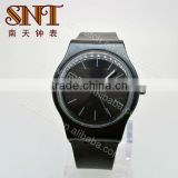 SNT-SI051H hot sale popular silicon band watch, unisex,customize color, PVC case,19mm wide bracelet,black dial and band watch
