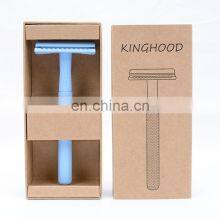 ECO-Friendly Customized Logo Blue Double Edge Metal Safty Blade Womens Safety Shave Razor thumbnail-1
