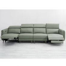 New Straight-Row Three-Seat Leather Sofa Villa Living Room Large-Sized Italian Minimalist Style Functional Sofa Combination thumbnail-2