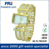 Golden ladies copper watch with crystals T8009