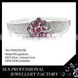 2015 May Latest Flower Style Wholesalers Jewelry 925 Sterling Silver White Gold Plating Bracelet Connected Ring -SLS thumbnail-1