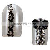 Silver colored 3D artificial nail tips