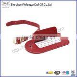 high quality red durable pu leather luggage tag with long strap