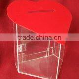 GH-RJ019 SShenzhen Guihe Wholesale Acrylic Donation Boxes, Heart Shape Surface Acrylic Donation Box With Lock thumbnail-1