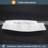 Durable Hotel White Ceramic Divided Snack Serving Dish thumbnail-1
