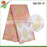 Austrian New French Lace Fabric Peach Embroidered French Net Lace Fabric With Embroidery Border thumbnail-1