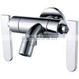 High Quality Brass Two Way Bibcock, Double Handle Bib Tap, Polish and Chrome Finish, M1/2" Wall Mounted thumbnail-6