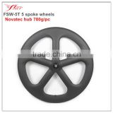 Five spoke wheels tubular full carbon fiber for road, 780g carbon wheels with Novatec hub 3K matte, FSW-5T