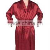 Classic red long satin bathrobe/lounge robes for men
