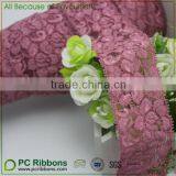 1.5" Width Rose Mauve Mesh Stretch Lace Trim Craft for Evening Gown thumbnail-1