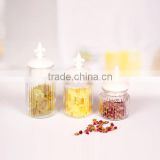 hot selling 3pcs glass canister set with decorative ceramic lid