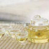 Bamboo Shaped Heat- Resisting Borosilicate Glass Teapot With Leaf Lid+ 4 Double Wall Tea Cups thumbnail-1