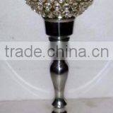Iron, Aluminum & Glass Crystal Votive Tealight Candle Holder Silver Finish thumbnail-5