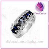 925 Sterling Silver and Blue Sapphire Jewelry Ring for Wedding Party Women thumbnail-1