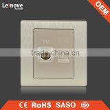 Woven Gold Finish 2 Pin Wall Socket With One Gang One Way Switch Switched 2 Pin Socket thumbnail-3
