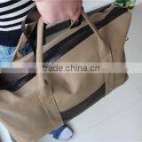 Vintage Khaki Canvas Tote Bag With Leather thumbnail-4