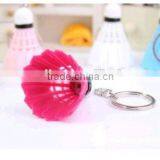 Colorful Real Feather Badminton Key /ring Chain, Cheap Price Promotion Badminton Keychain thumbnail-2