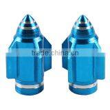 Universal Aluminum Rockets Head 2X Blue Motorcycle Wheel Tire Valve Stem Caps thumbnail-1