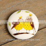 Bird Pattern Round Shape White Ceramic Fridge Magnet thumbnail-2