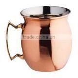 PLAIN POLISHED MOSCOW MULE PURE COPPER MUGS WITH BRASS HANDLE NICKLE LINED INSIDE thumbnail-1